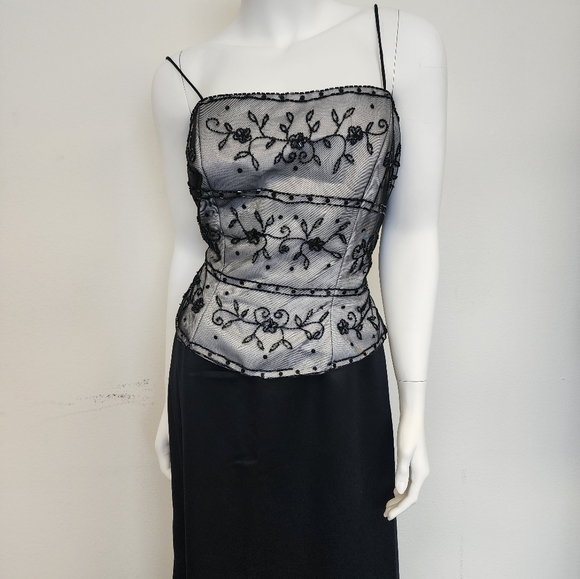 Beading Vintage Prom Dress Black Unique Dave And Johnny - Picture 1 of 4